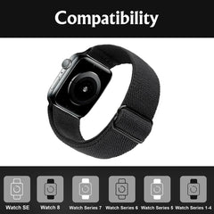 Compatible with Apple Watch Band 41mm 40mm 38mm Adjustable Stretchy Sport Strap for Men Women Black