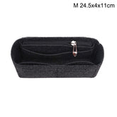 Women's Multi-Pocket Felt Handbag Insert Organizer, Black, Size M