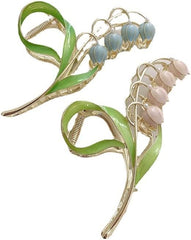 Pink Lily of the Valley Flower Hair Clips, Large Metal Clip, Orchid Clips, Lily of the Valley Jaw Clip Styling Accessories for T