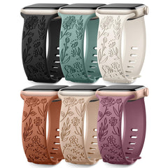 Compatible with Apple Watch 41mm Silicone Watch Strap Small Rose Embossed iWatch S9 876SE Rose Blue Grey 38/40/41mm