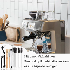 Professional Coffee Machine Cleaning Brush Set | 6-Piece Multi-functional Tool Kit | Includes Dosing Needle / Bent Cleaning Brush / Flat Cleaning Brush / Wooden Handle Cleaning Brush / Metal Handle Cleaning Brush / Bent Brush with Spoon | Suitable for dee