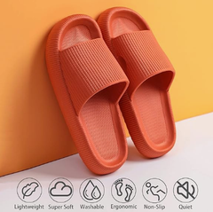 Cloud Slippers for Women and Men, Pillow House Slippers Shower Shoes Indoor Slides Bathroom Sandals, Ultimate Comfort, Lightweight, Thick Sole, Non-Slip, Easy to Clean orange(36-37)
