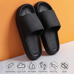 Cloud Slippers for Women and Men, Pillow House Slippers Shower Shoes Indoor Slides Bathroom Sandals, Ultimate Comfort, Lightweight, Thick Sole, Non-Slip, Easy to Clean black(44-45)