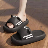 Women’s Slides Cute Bathroom Slippers Non-Slip Cartoon Cat Shaped Indoor Outdoor Summer Slippers(black,36-37)