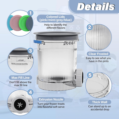Pints and Lids Replacement Compatible with Ninja Swirl by Creami NC700 Series Ice Cream Makers, 16oz Cup Containers Replacement for Creami Swirl NC701 NC701Q CN701CO, 4-Pack, BPA Free, Clear