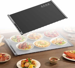 250W roll-up electric hot plate with 8 temperature settings and a 6-hour timer, for buffets, made of waterproof silicone, black