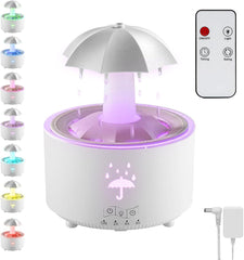 Aromatherapy Humidifier - Umbrella Humidifier - 300ml Rotating Humidifier for Bedroom with Remote Control and Timer - 7-Color LED Humidifier for Living Room or Children's Room - Humidifiers (White)