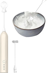 Milk Frother - Electric Milk Frother - Manual Milk Frother - Rechargeable Milk Frother - Mini Whisk - 3-Speed USB Rechargeable Milk Frother - For Lattes, Cappuccinos, Coffee Cream, Hot Chocolate Eggs - Milky White
