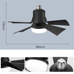 52 cm Ceiling Fan with Remote Control, 3 Speeds, LED E27, 3 Light Colors, Black