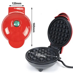 420W Mini Portable Electric Waffle Maker, ideal for home breakfast, pancake & dessert baking(Red heart)