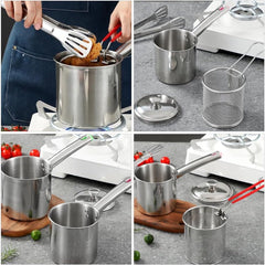 Small Deep Fryer - Deep Fryer - 1.2l - With Kitchen Clip - Oil Saving - Suitable For Gas And Induction - Deep Fryer - Deep Fryer - Household Deep Fryer - Chip Fryer - Small Deep Fryer - Stainless Steel - Durable (Without Lid)