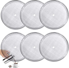 6 pieces - Coffee filter - Reusable - French Press replacement filters Mesh filters replacement - 10.2cm - silver - stainless steel