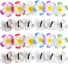 24pcs Flower Hair Clips, Hawaiian Plumeria Flowers, Plumeria Hibiscus Barrettes, Wedding Party, Beach Hair Clips for Women and Girls