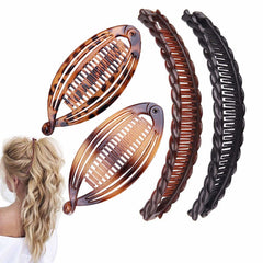 4pcs Banana Clips for Thick Hair, Vintage Fishbone Hair Clips Hair Accessories Compatible with Curly Hair