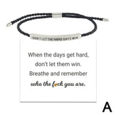 Don't Let the Tough Days Win Bracelet for Women and Men, Inspirational Black onesize