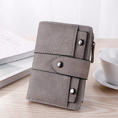 New Fashion Light Green Leather Card Holder Wallet Foldable Small Women's Wallet