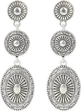 Western Country Earrings, Silver Elegant Jewelry for Women Vintage Concho Drop Dangle Earrings Trendy Cowgirl Country Concert Outfits Jewelry for Women