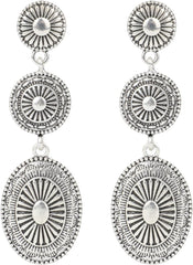 Western Country Earrings, Silver Elegant Jewelry for Women Vintage Concho Drop Dangle Earrings Trendy Cowgirl Country Concert Outfits Jewelry for Women