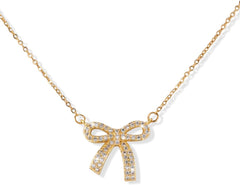 Bow Necklace, Dainty Ribbon Bowknot Chain Necklace Cute Fashion Bowtie Pendant for Choker Gold Bow Jewelry Gift for Women Wedding Prom Daily Wear