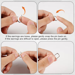 S925 Sterling Silver Link Chain Hoop Earrings, Small Oval Geometric Circle Minimalist U-Shaped Drop Earrings Convertible Paperclip Link Dangle Fashion Jewelry for Women(Silver)