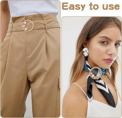 5 PCS Shirt Clips Metal Scarf Ring Clip Shirt Ties Clips for Women Dress Clips for Girls Round T-Shirt Ties Rings Round Corner Knotted Buttons with Rhinestone Pearl Adjustment Buckles for Decoration