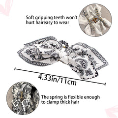 2 PCS Bandana Hair Claw Clip & 2 PCS Bandana Hair Ties Boho Hair Claw Clips Boho Bow Knot Bandana Fabric Hair Jaw Clips Paisley Hair Clip Non-slip Styling Hair Accessories for Women Girls