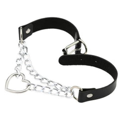 Black PU Leather Necklace with Heart