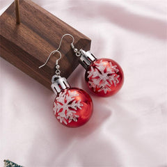 Red Christmas Ball Earrings