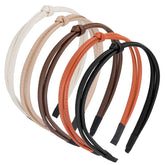 Women's Headband, 5 Pcs Thin Leather Headbands, Knotted Hair Loop Hairband, Hair Accessories for Women and Girls, Multicolor (Multipack)