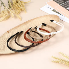 Women's Headband, 5 Pcs Thin Leather Headbands, Knotted Hair Loop Hairband, Hair Accessories for Women and Girls, Multicolor (Multipack)