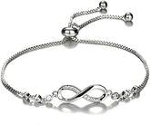 925 Sterling Silver Infinity Love Heart Bracelet with Cubic Zirconia Adjustable for Women