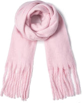 Scarf - Women's Winter Scarf - Warm and Thick Knitted Checked Scarf - Blanket Scarf - Stylish Gift - A Gift for Her (Pink)