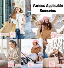 warm knitted hat - 2-piece set - Women's winter - loose fit - hat - without brim (style B)