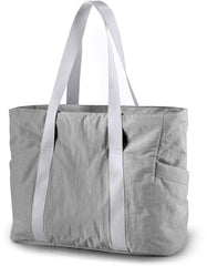 Women's Bags - Women's Shopper with Zipper - Large Shoulder Bags / Women's Tote Bags - Shoulder Bags - Laptop Bags - Women's Bags - Handbags - Shopper - Weekend Bags - Shopping Bags - Beach Bags - Yoga / Fitness / Travel - Gray