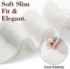 Arm Sleeves - Women's Long Fingerless - Knitted Y2K Arm Sleeves - (Vit)