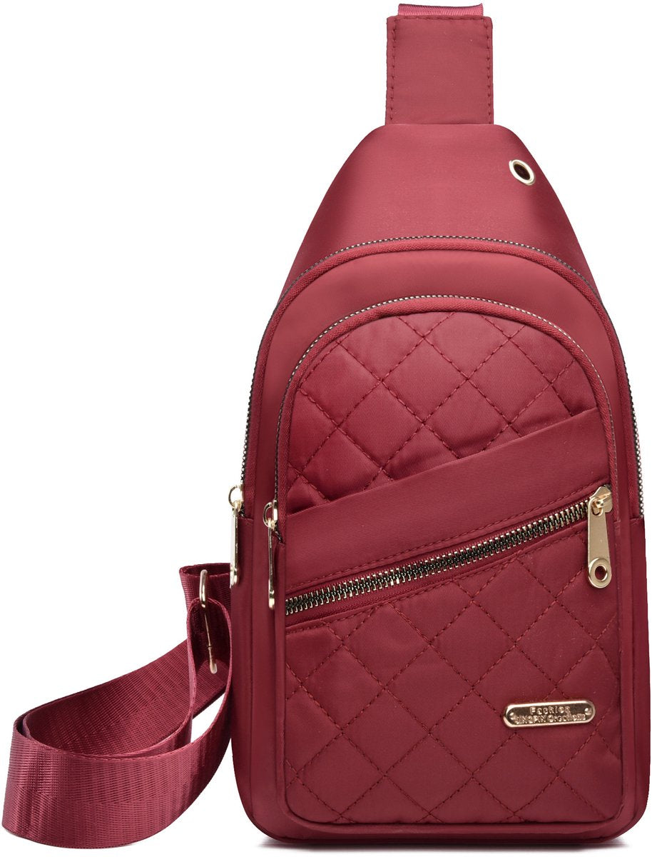 Unisex Shoulder Bag - 5 Storage Pockets & Cable Grommet - Women's Crossbody Bag - Men's Crossbody Bag - Crossbody Bags - Sling Bag - Adjustable Carrying Style (Cross/Shoulder/Chest) - Red