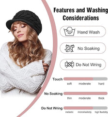 warm knitted hat - 2-piece set - Women's winter - loose fit - hat - without brim (style A)