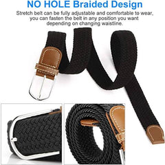 Women's Braided Belt - Stretch Canvas - Elastic Waistband - 2-Pack - No Holes