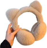 Earmuffs - 1 Piece - Soft Faux Fur Earmuffs - Adjustable Earmuffs - Warm Earmuffs - Earmuffs for Kids - Warming Earmuffs for Women and Girls (Khaki)