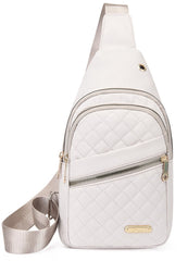 Unisex Shoulder Bag - 5 Storage Pockets & Cable Grommet - Crossbody Bag Women - Crossbody Bag Men - Crossbody Bags - Sling Bag - Adjustable Carrying Style (Cross/Shoulder/Chest) - Beige