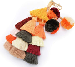 Keychain - Colorful Keychain - Bohemian Style - Bag Decoration with Tassel - Keychain with Bracelet for Women