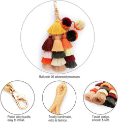 Keychain - Colorful Keychain - Bohemian Style - Bag Decoration with Tassel - Keychain with Bracelet for Women