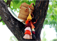 Keychain - Colorful Keychain - Bohemian Style - Bag Decoration with Tassel - Keychain with Bracelet for Women