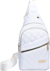 Unisex Shoulder Bag - 5 Storage Pockets & Cable Grommet - Women's Crossbody Bag - Men's Crossbody Bag - Crossbody Bags - Sling Bag - Adjustable Carrying Style (Cross/Shoulder/Chest) - White