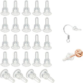 50 Silicone Earring Backs - Full Coverage, Clear Earring Backs - Dustproof - Hypoallergenic Soft Ear Cushions - For Stabilizing Earring Hooks (10x6mm)