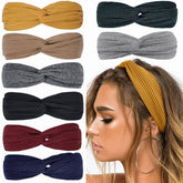Hairbands - Set of 8 - Women's Hairbands - Twisted Elastic Hairbands - Plain Hairbands - Hair Accessories - Suitable for Girls, Sports and Yoga