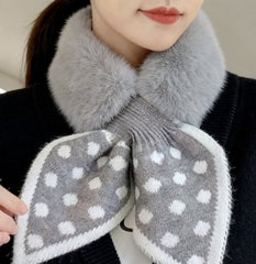 Warm scarf for autumn and winter - Soft and comfortable women's scarf with dotted pattern - Fashionable and versatile winter scarf for everyday use(Grey)