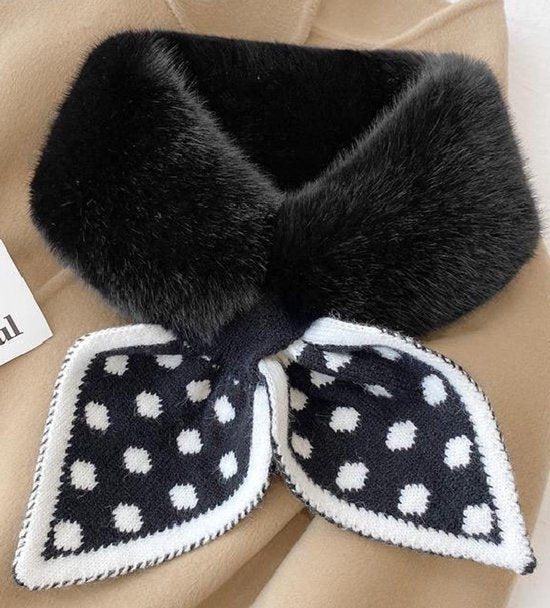 Warm scarf for autumn and winter - Soft and comfortable women's scarf with dotted pattern - Fashionable and versatile winter scarf for everyday use(Black)
