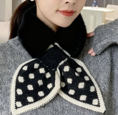 Warm scarf for autumn and winter - Soft and comfortable women's scarf with dotted pattern - Fashionable and versatile winter scarf for everyday use(Black)