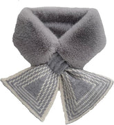 Women's Scarf - Women's Winter Scarf - Thick - Warm - Short Scarves - Plush Cross Scarves - Neck Scarves - Ultra Soft - 75x10 cm - Gray